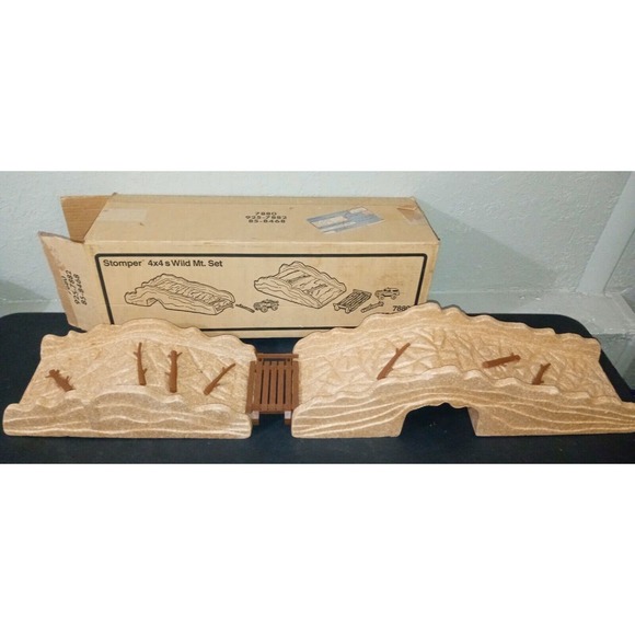 Schaper Stomper Wild Mountain Set 4X4 Foam Mountains Bridge Sticks 1980 RARE Box - Picture 1 of 8